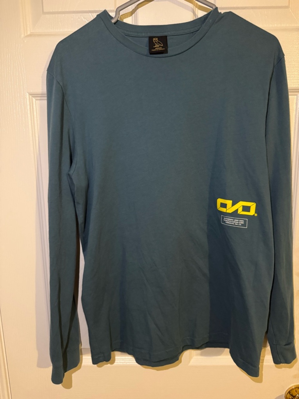 Octobers Very Own OVO Owl Logo L/S Tee Blue Mens- Medium